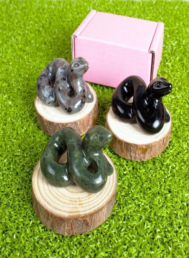 Ytbeoxk Natural Crystal Snake Figurine Decor, 2 Inch Hand Carved Green Jade Serpent Sculpture for Pendant, Reiki Healing Crystal Animal Statue Home Decor, Feng Shui Gifts for Chinese Year of Snake - Image 3